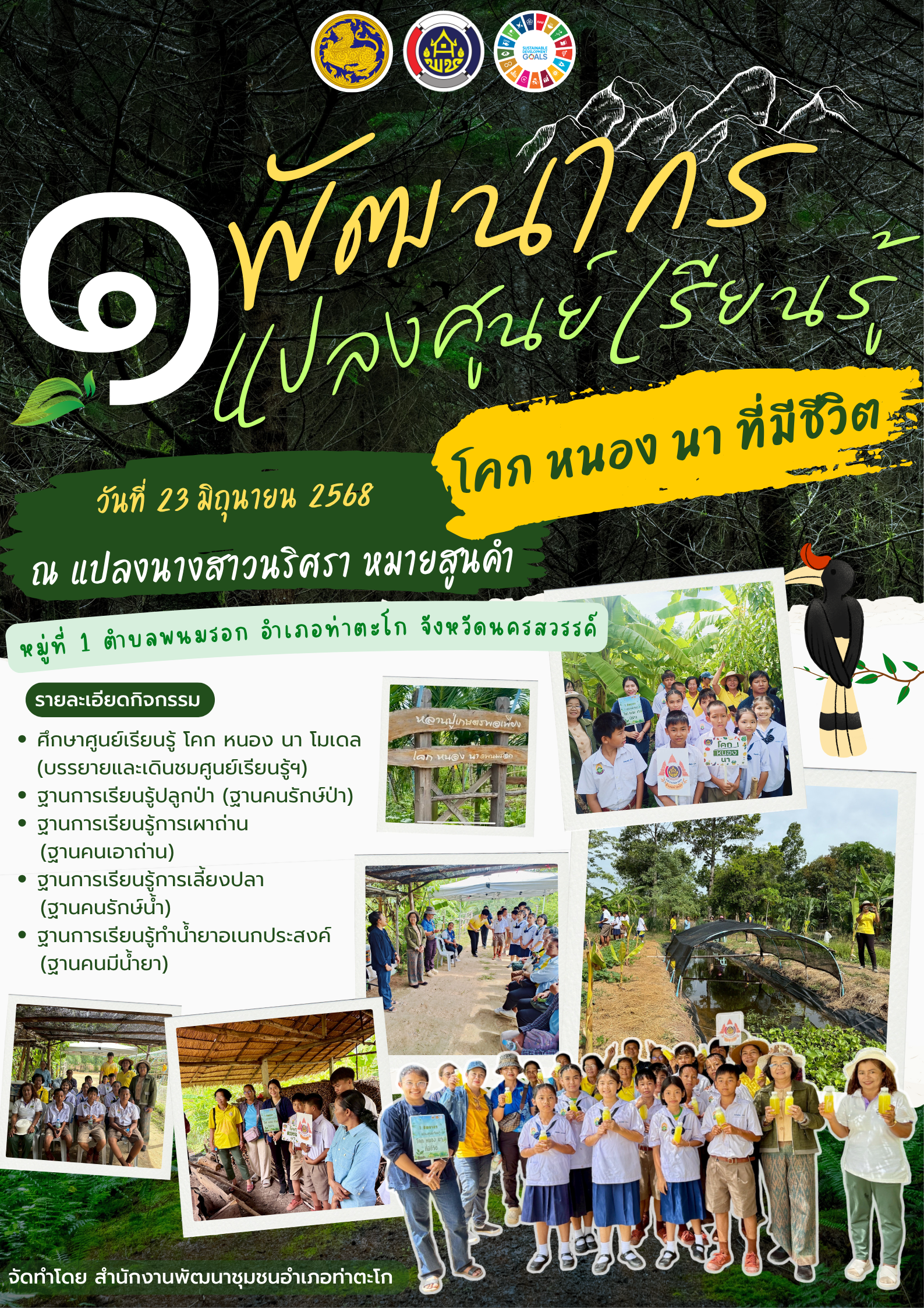 1 พัฒนากร 1 แปลงศูนย์เรียนรู้ โคก หนอง นา ที่มีชีวิต ต.พนมรอก