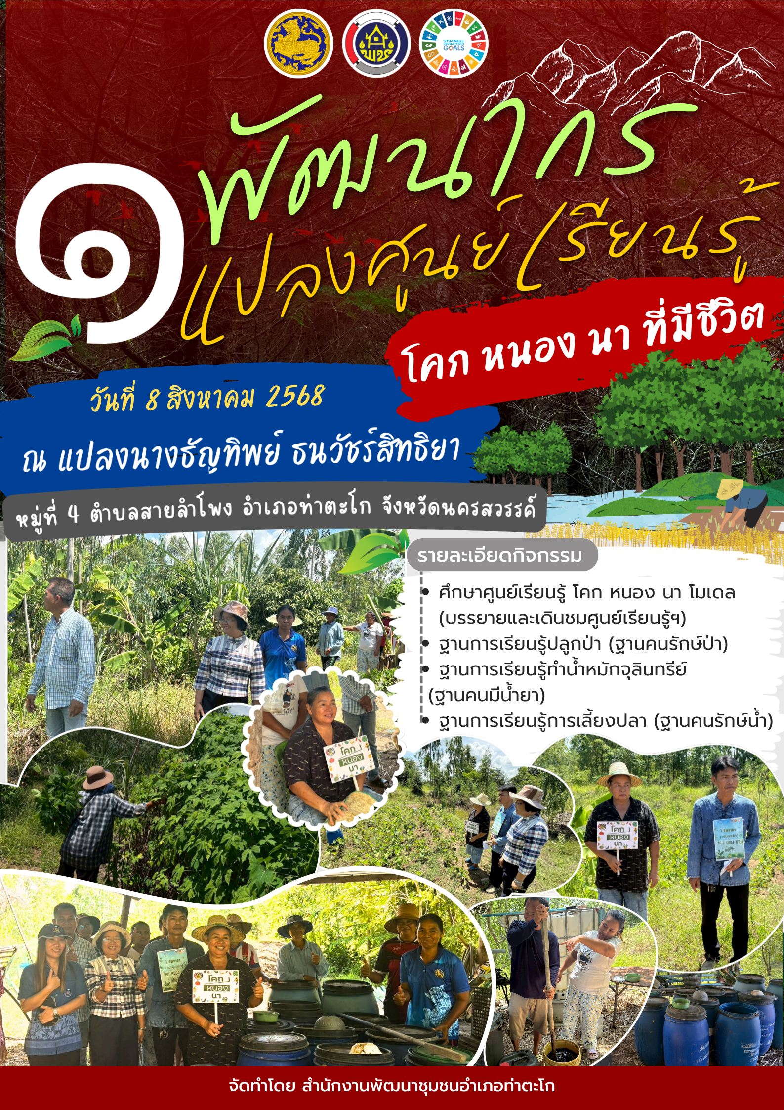 1 พัฒนากร 1 แปลงศูนย์เรียนรู้ โคก หนอง นา ที่มีชีวิต ต.สายลำโพง